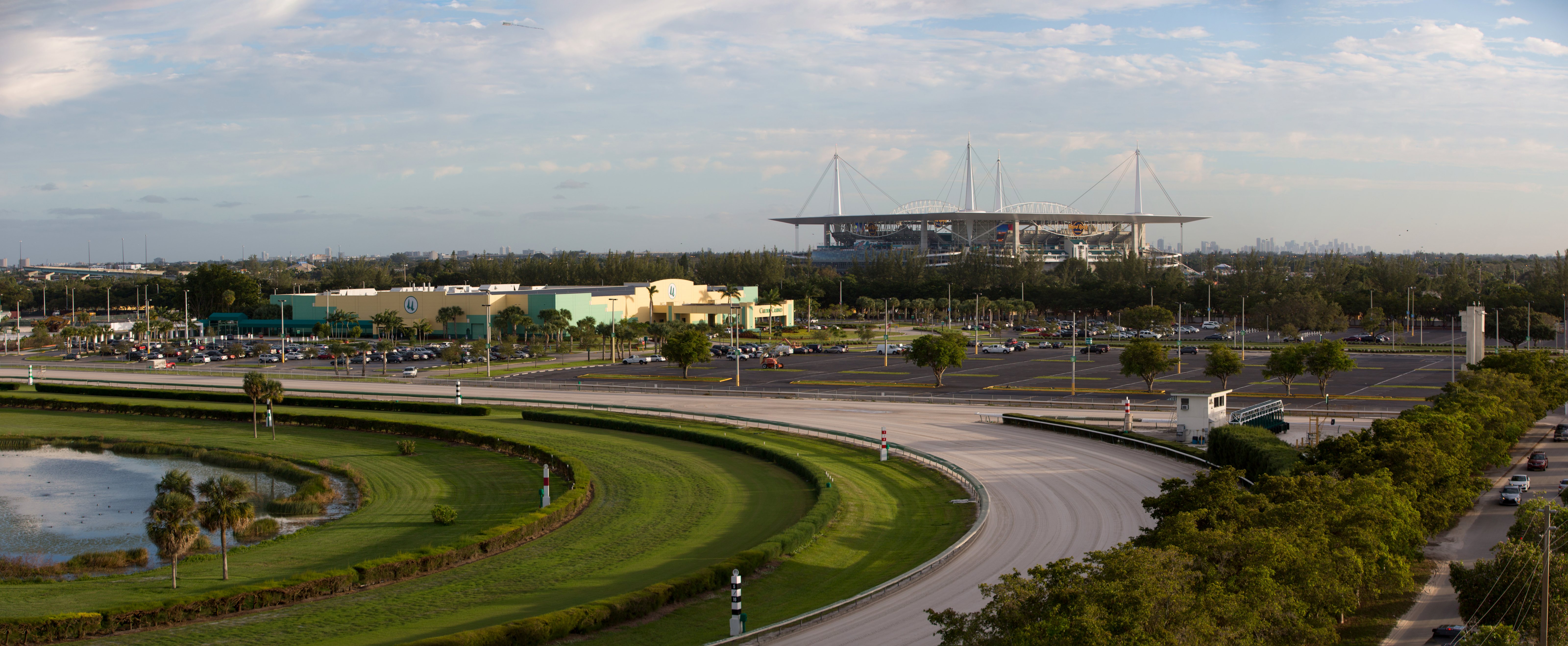 Calder Casino grounds with Hard Rock Stadium beyond